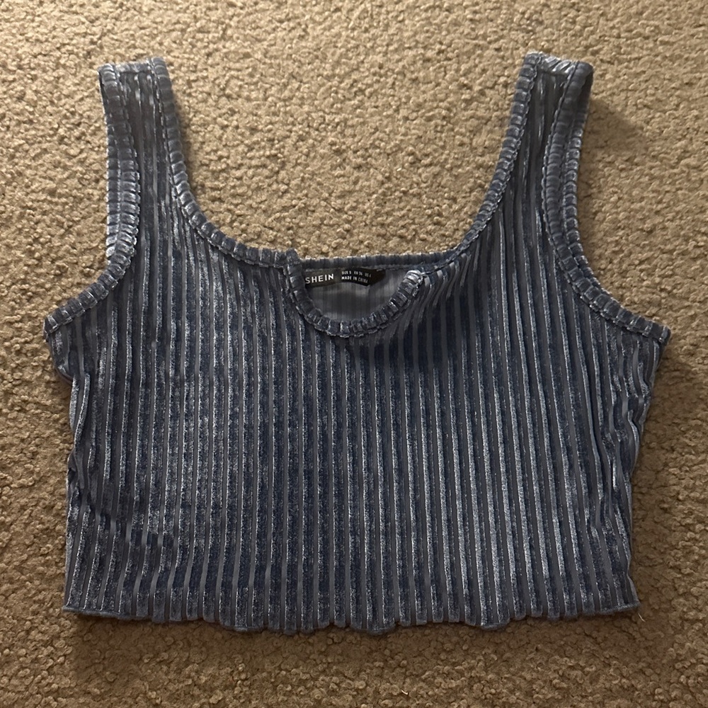 SHEIN Ribbed Blue Tank Top